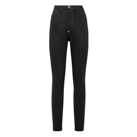 PHILIPP PLEIN Super High Waist Jegging Women Iconic Plein Black Size 26 $950